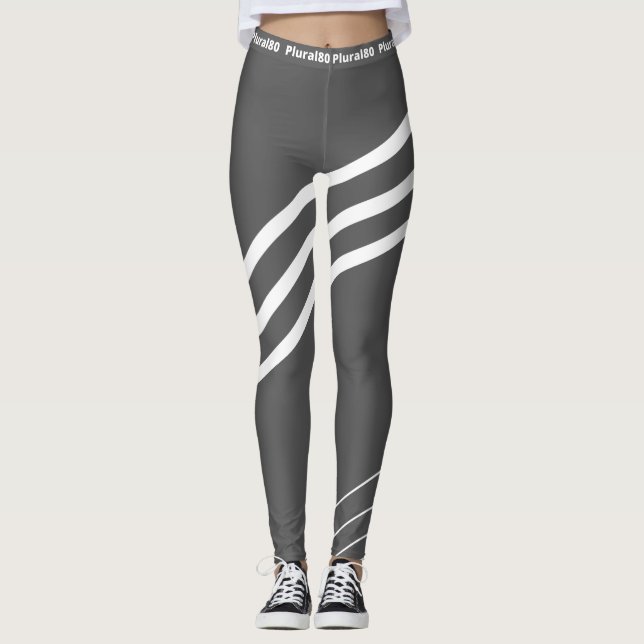 Modern grått vit träning leggings (Framsida)