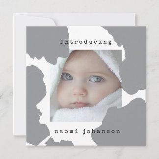 Modern Grått Watercolor Baby-meddelande Inbjudningar