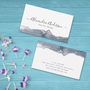 Modern Grått Watercolor Calligraphy Minimal Visitkort