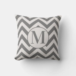 Modern Grått White Chevron Design Monogram Kudde