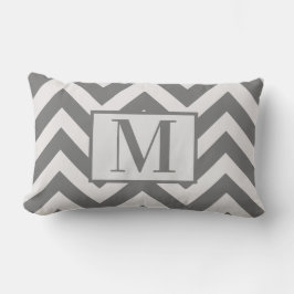 Modern Grått White Chevron Design Monogram Lumbarkudde