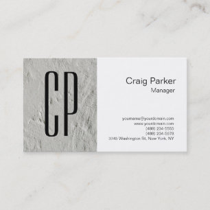 Modern Grått White Minimalist Monogram-Professione Visitkort