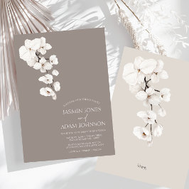 Modern Grått White Orchid Elegant bröllop Inbjudningar