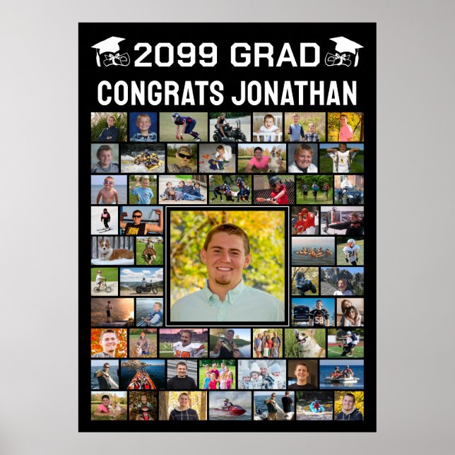 Modern Grattis Examensår 59 Fotokollage Poster (Framsidan)