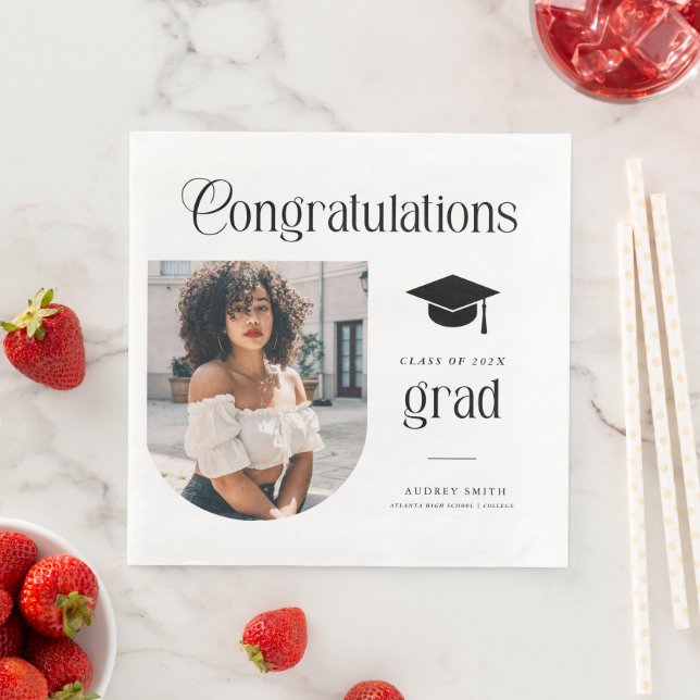 Modern Grattis Examensfoto Avslutningsbåge Pappersservett (Insitu)