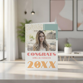 Modern Grattis Guld Glitter Examen Foto Kort