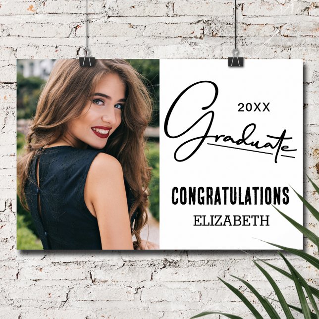 Modern Grattis Student Photo Poster (Modern Congratulations Graduate Photo Poster, INSTANT DOWNLOAD and/or PRINTED)