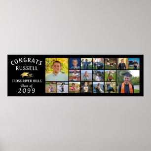 Modern GRATULERAR GRAD 18-fotokollage Poster