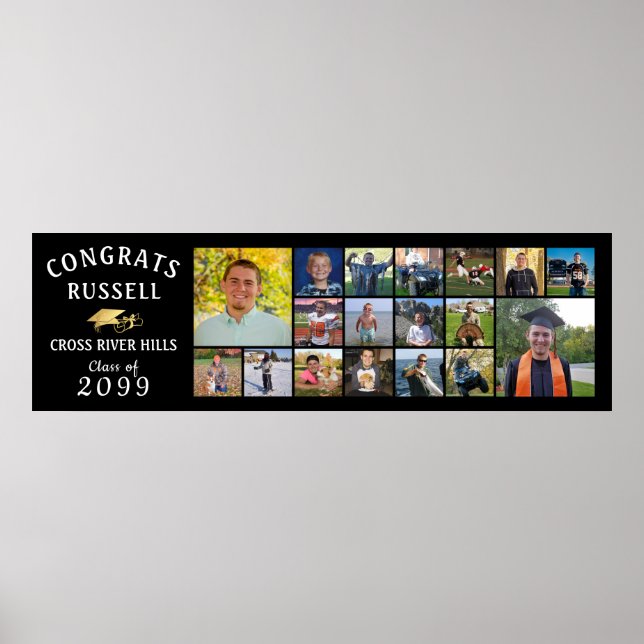 Modern GRATULERAR GRAD 18-fotokollage Poster (Framsidan)