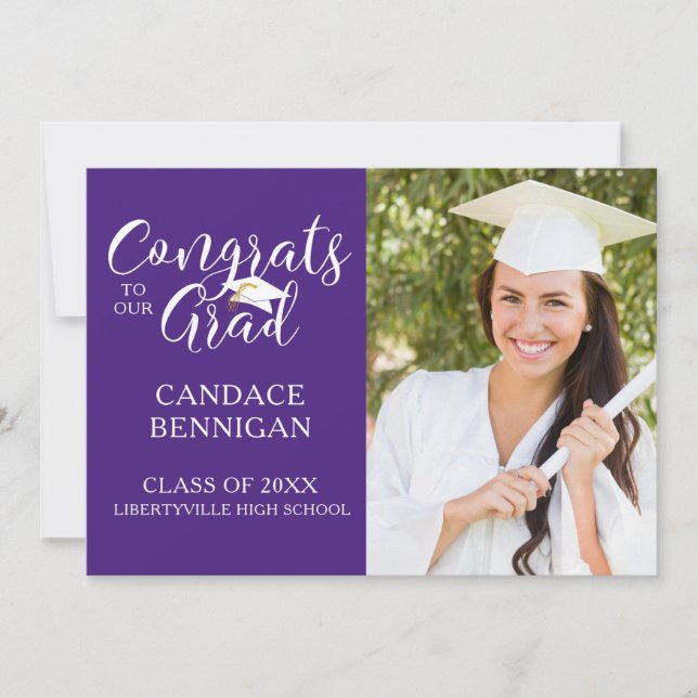 Modern GRATULERAR GRAD-foto med Lila-skript Meddelande (Framsida)