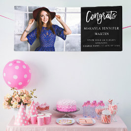 Modern Gratulerar H L Photo Student Banner - svart