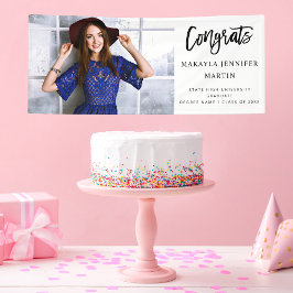 Modern Gratulerar H L Photo Student Banner - vit