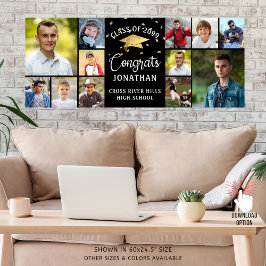 Modern Gratulerar Student 12 Photo Collage Black Poster