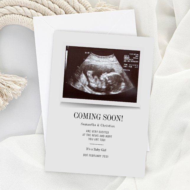 Modern Gravid för ultraljudsfoto Inbjudningar (Custom Baby Announcement Sonogram Ultra Scan Photo)