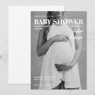 Modern gravid fotomagasin stil babydusch inbjudningar