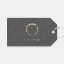 Modern Gray Linen Elegant Gold Monogram - tack