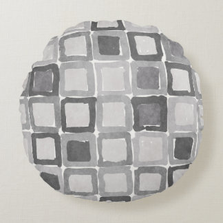 Modern Gray Painted Patches  Rund Kudde