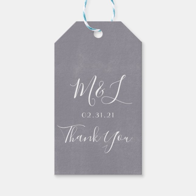 Modern Graystone Granite Tvättar Grått Bröllop Presentetikett (Framsidan)