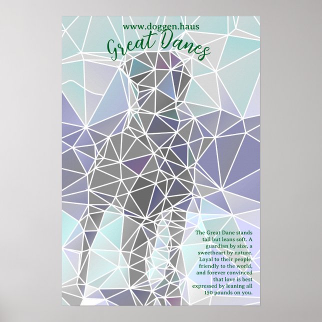 Modern Great Dane Poster green  (Framsidan)