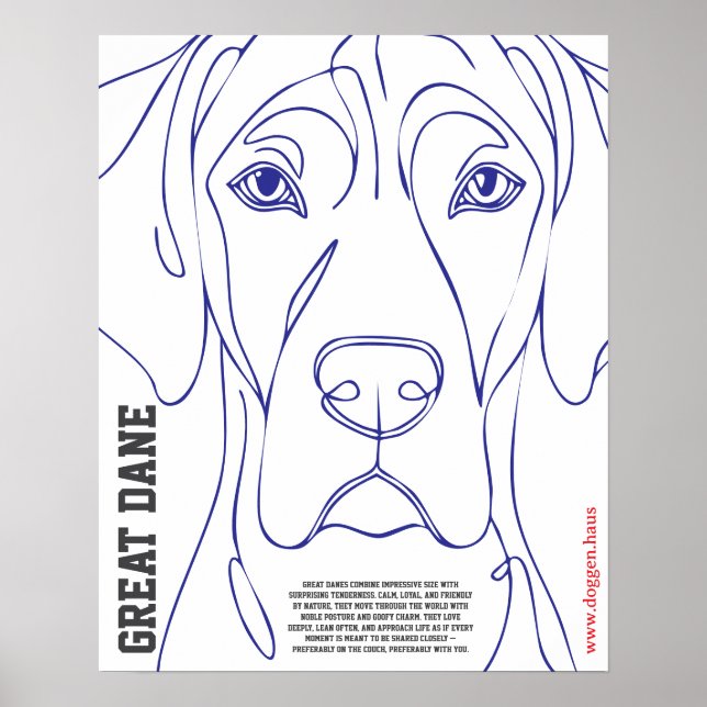 Modern Great Dane-poster grön  Poster (Framsidan)