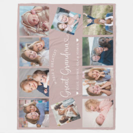 Modern Great Grandma 10 Photo Collage Cute Heart Fleecefilt