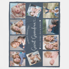 Modern Great Grandma 10 Photo Collage Cute Heart Fleecefilt
