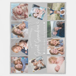 Modern Great Grandma 10 Photo Collage Cute Heart Fleecefilt