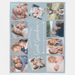 Modern Great Grandma 10 Photo Collage Cute Heart Fleecefilt