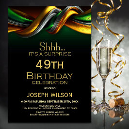 Modern Green and Gold Surprise Birthday Party Inbjudningar