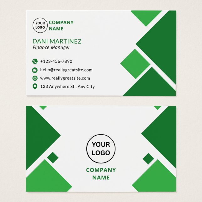 Modern Green and White Modern Business Card Visitkort (Framsida & baksida)