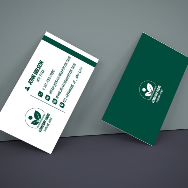 Modern Green and White QR Code Business Card Visitkort (Skapare uppladdad)