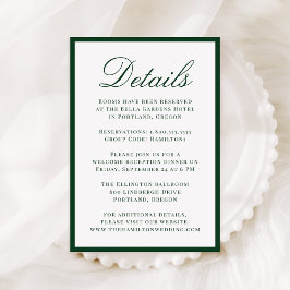 Modern Green Border Wedding Details Tilläggskort