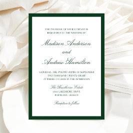 Modern Green Border Wedding Inbjudningar