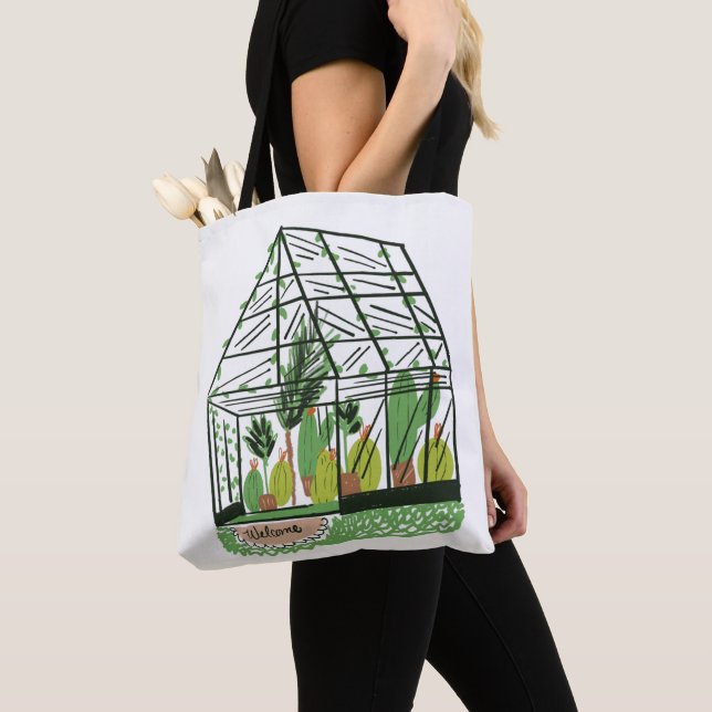 Modern Green Botanical Green House Tygkasse (Närbild)