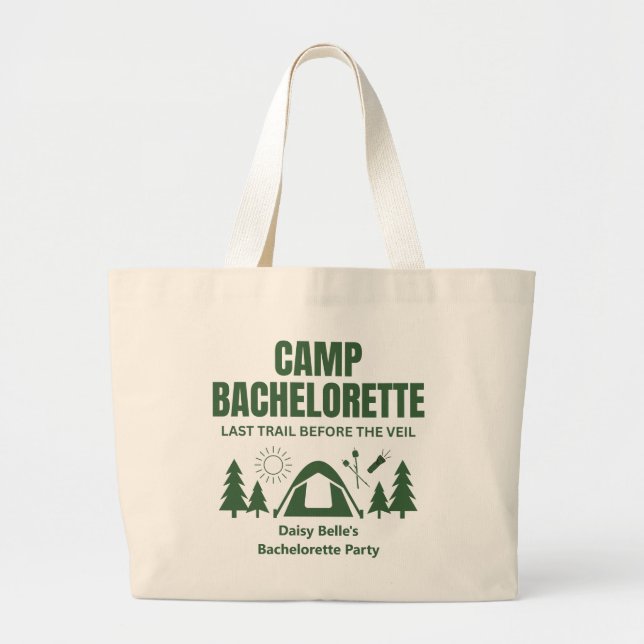 Modern Green Camp Bachelorette Weekend Jumbo Tygkasse (Framsidan)