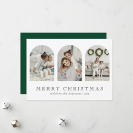 Modern Green Elegant Arch Photo Collage Christmas Julkort