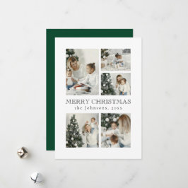  Modern Green Elegant Typography Photo Christmas Julkort