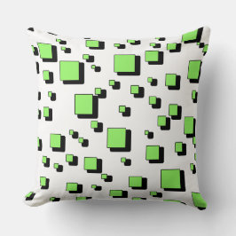 Modern Green Geometric Square Pattern Throw Pillow Kudde