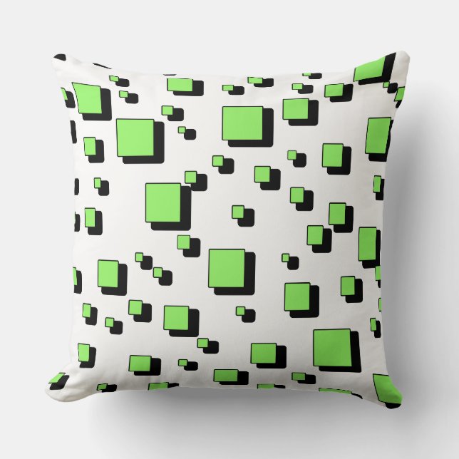 Modern Green Geometric Square Pattern Throw Pillow Kudde (Framsida)