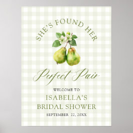 Modern Green Gingham Perfect Pair Bridal Shower Poster