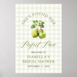 Modern Green Gingham Perfect Pair Bridal Shower Poster