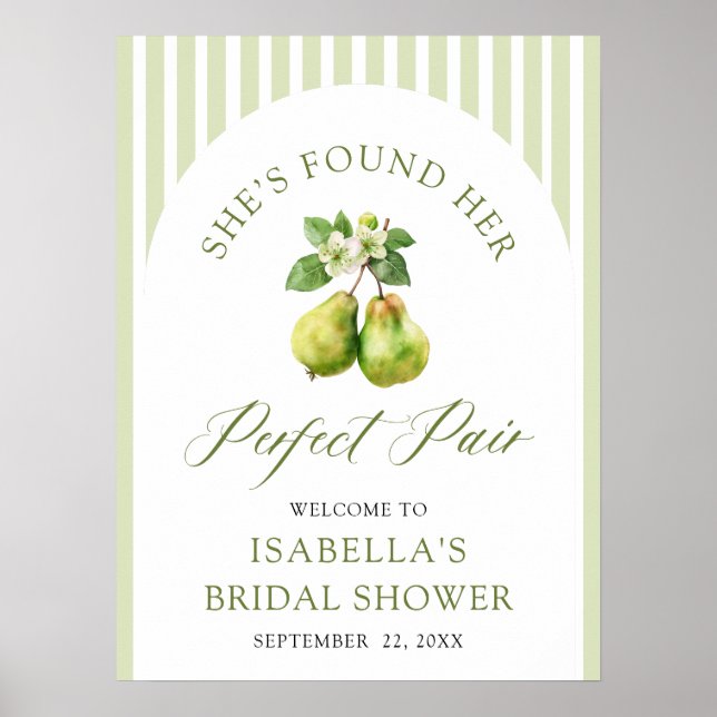 Modern Green Gingham Perfect Pair Bridal Shower Poster (Framsidan)