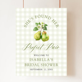 Modern Green Gingham Perfect Pair Bridal Shower Poster