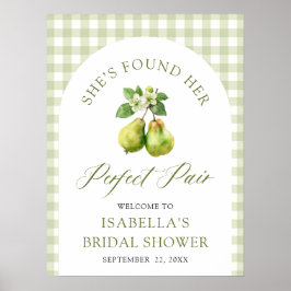 Modern Green Gingham Perfect Pair Bridal Shower Poster