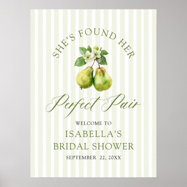 Modern Green Gingham Perfect Pair Bridal Shower Poster (Framsidan)