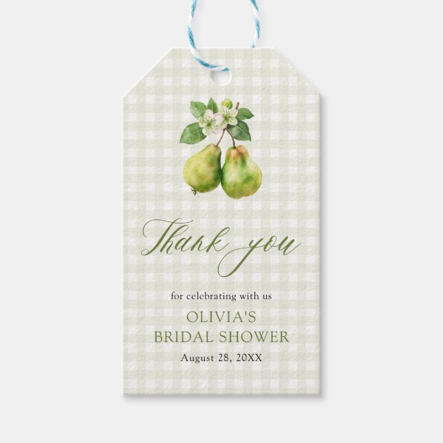 Modern Green Gingham Perfect Pair Bridal Shower Presentetikett (Framsidan)