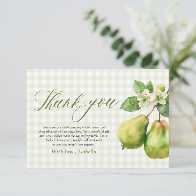 Modern Green Gingham Perfect Pair Bridal Shower Tack Kort (Stående Fram)