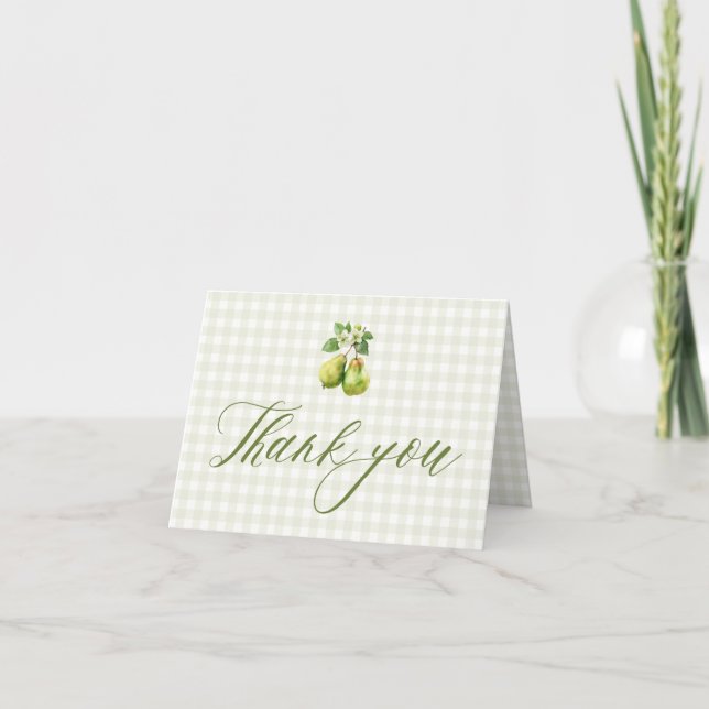 Modern Green Gingham Perfect Pair Bridal Shower Tack Kort (Framsida)