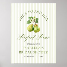 Modern Green Gingham Perfect Pear Bridal Shower Poster