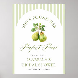 Modern Green Gingham Perfect Pear Bridal Shower Poster